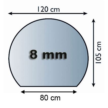 Lasi takan alle 1200x1050x8 mm puoliympyrän muotoinen