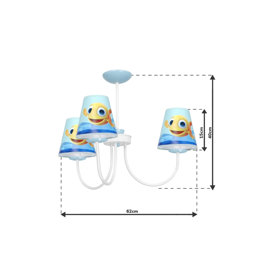 Lasten kattokruunu  FISH 3xE14/40W/230V
