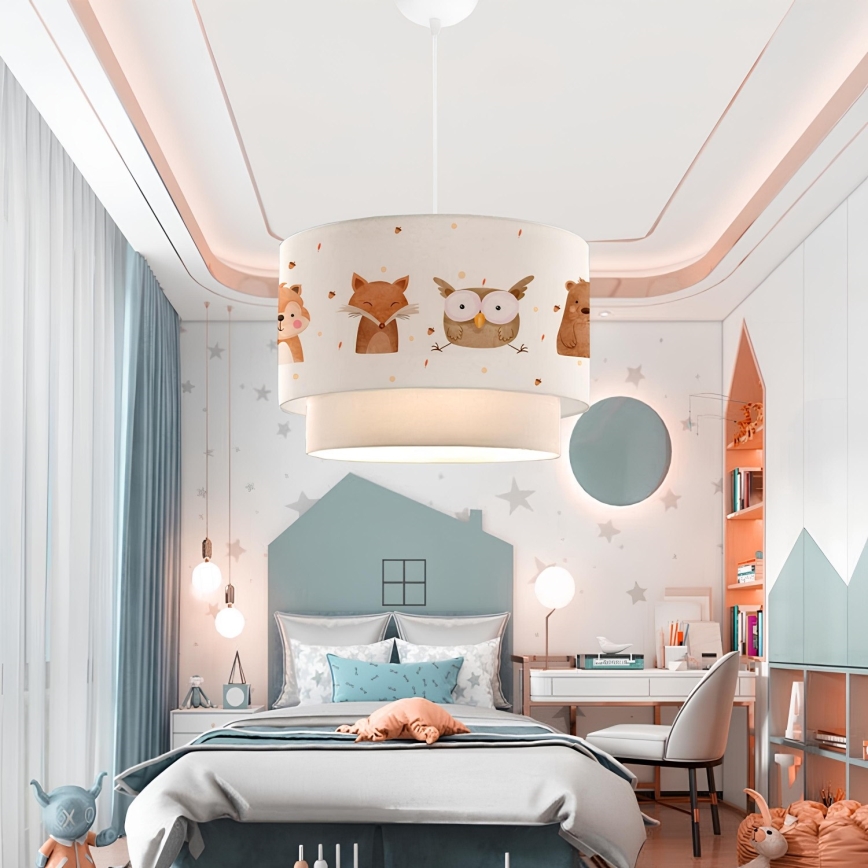 Lasten kattovalaisin CANDY 1xE27/40W/230V valkoinen/ruskea