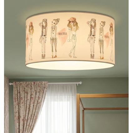 Lasten kattovalaisin GIRLS VIBES 1xE27/60W/230V, Ø 40 cm, tytöille