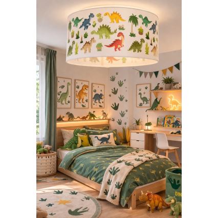 Lasten kattovalaisin KIDS ROOM 1xE27/60W/230V, halkaisija 40 cm, dinosaurus
