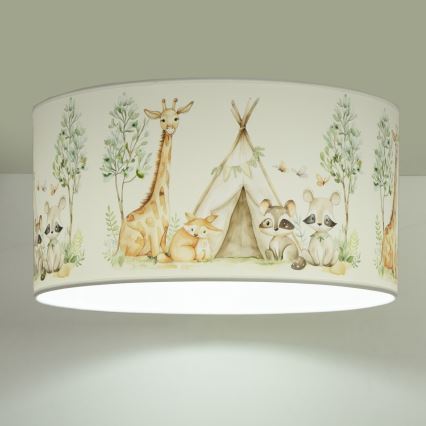 Lasten kattovalaisin KIDS ROOM 1xE27/60W/230V, halkaisija 40 cm, eläinaiheinen