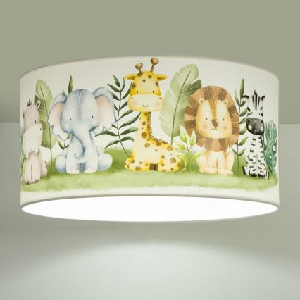 Lasten kattovalaisin KIDS ROOM 1xE27/60W/230V, halkaisija 40 cm, viidakkoaiheinen