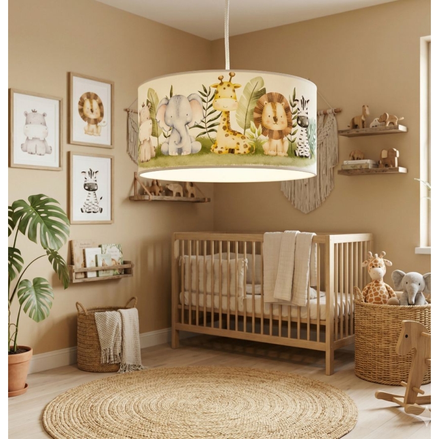Lasten kattovalaisin KIDS ROOM 1xE27/60W/230V, halkaisija 40 cm, viidakkoteema
