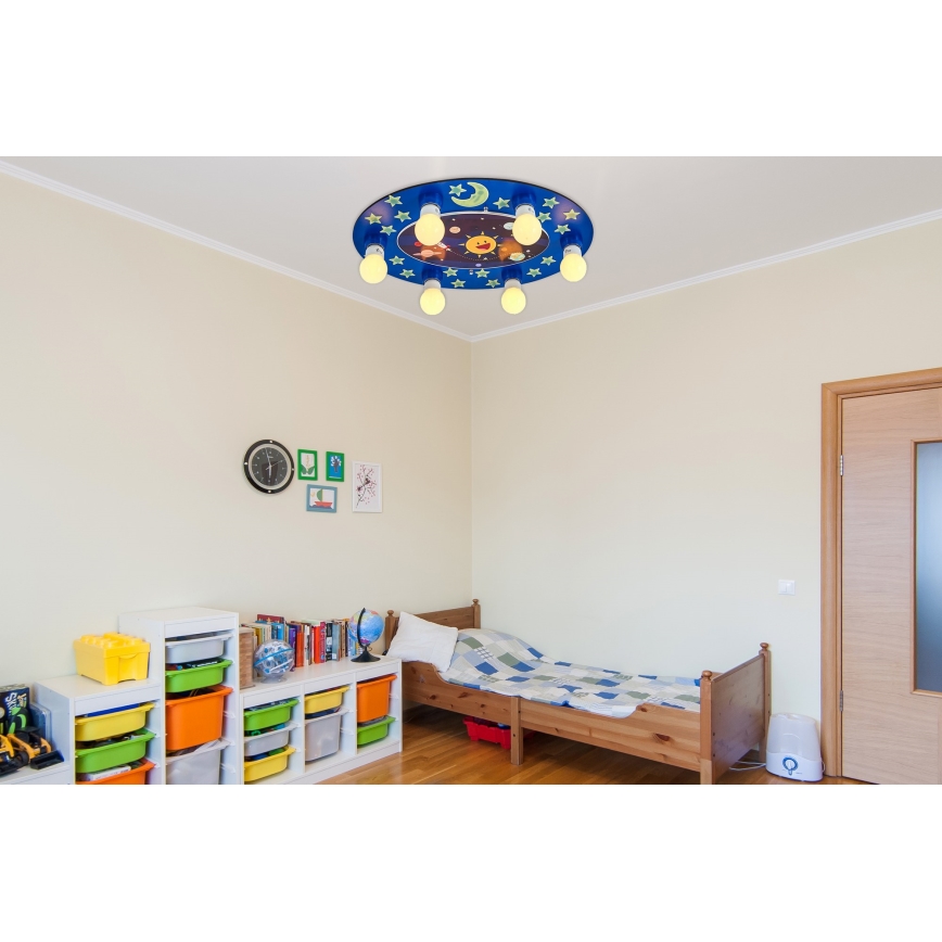 Lasten kattovalaisin LUCCA 6xE27/24W/230V sininen