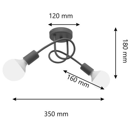 Lasten pinta-asennettava kattovalaisin OXFORD 2xE27/15W/230V harmaa