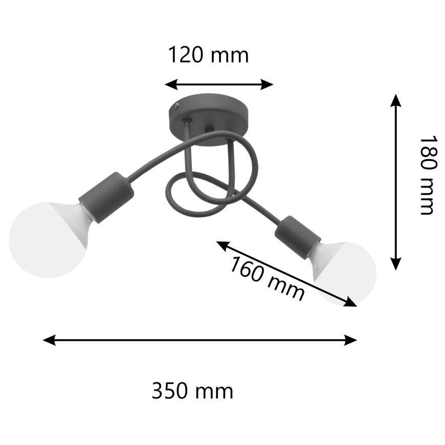 Lasten pinta-asennettava kattovalaisin OXFORD 2xE27/15W/230V harmaa