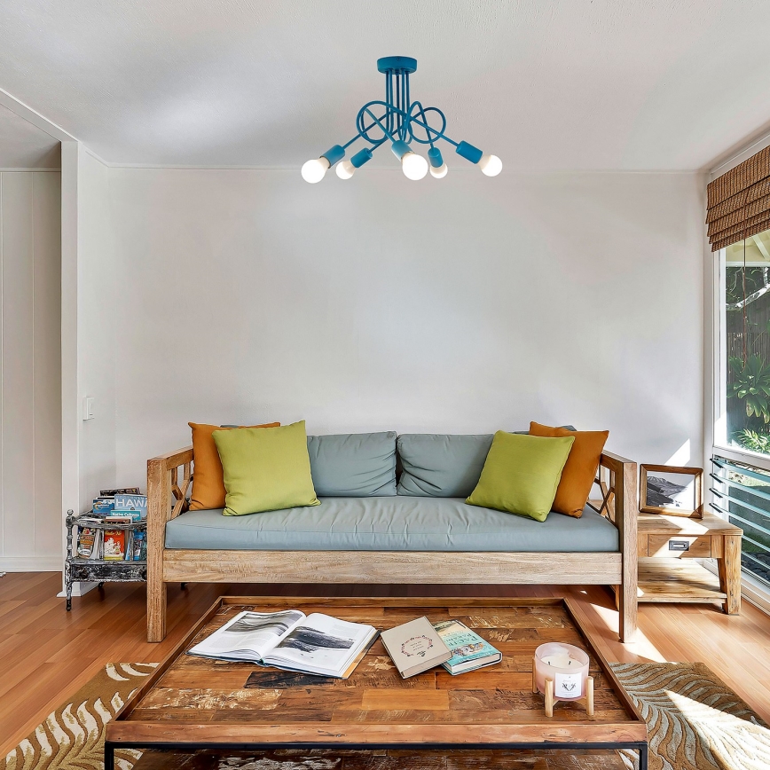 Lasten kattovalaisin OXFORD 5xE27/15W/230V sininen