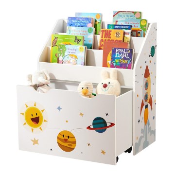 Lasten kirjahylly laatikolla ANET valkoinen