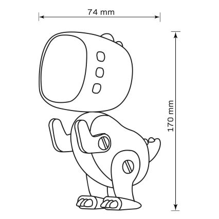 LED RGBW Himmennettävä lasten yö pieni lamppu herätyskellon kanssa ROBOT LED/1W/5V 1200 mAh