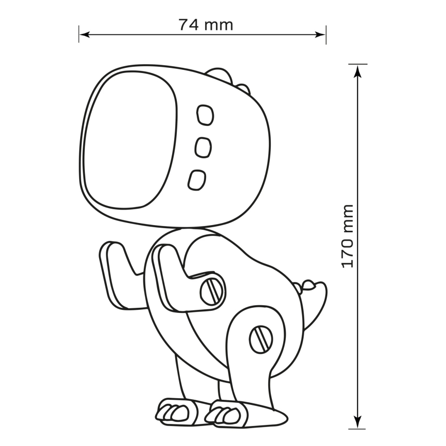 LED RGBW Himmennettävä lasten yö pieni lamppu herätyskellon kanssa ROBOT LED/1W/5V 1200 mAh