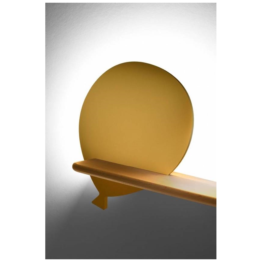 Lasten LED-seinävalaisin hyllyllä BALLOON LED/4W/230V keltainen/puu