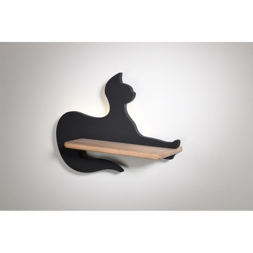 Lasten LED-seinävalaisin hyllyllä BLACK CAT LED/5W/230V