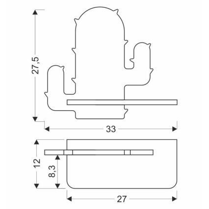 Lasten LED-seinävalaisin hyllyllä CACTUS LED/4W/230V vihreä/puu