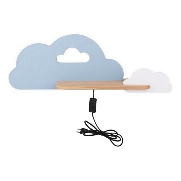 Lasten LED-seinävalaisin hyllyllä CLOUD LED/5W/230V sininen/valkoinen