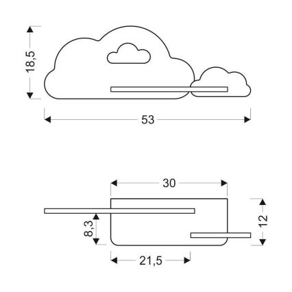 Lasten LED-seinävalaisin hyllyllä CLOUD LED/5W/230V vaaleanpunainen/valkoinen