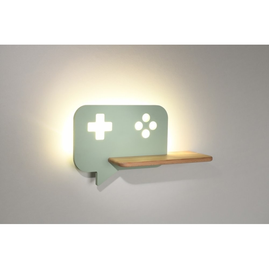 Lasten LED-seinävalaisin hyllyllä CONSOLE LED/5W/230V vihreä