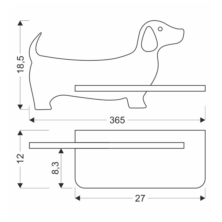 Lasten LED-seinävalaisin hyllyllä DOG LED/5W/230V musta/puu