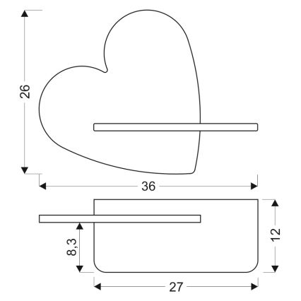 Lasten LED-seinävalaisin hyllyllä HEART LED/5W/230V vaaleanpunainen/puu