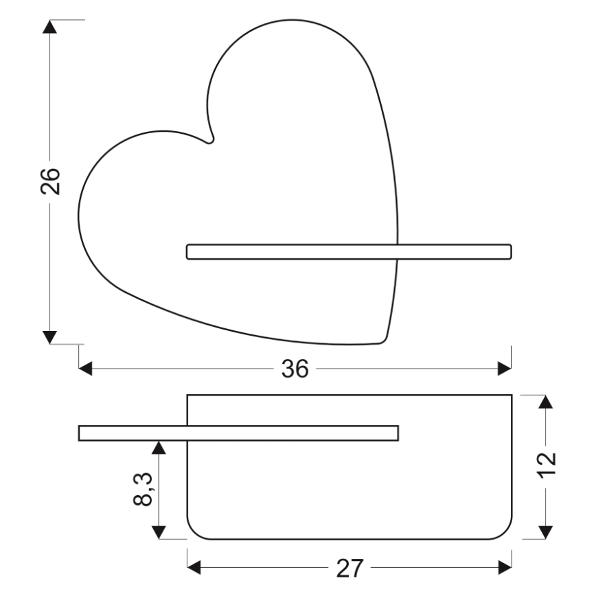 Lasten LED-seinävalaisin hyllyllä HEART LED/5W/230V vaaleanpunainen/puu