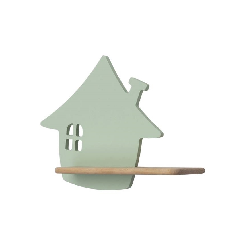 Lasten LED-seinävalaisin hyllyllä HOUSE LED/4W/230V vihreä/puu