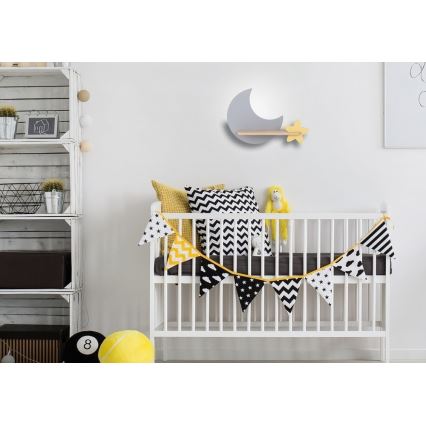 Lasten LED-seinävalaisin hyllyllä MOON LED/5W/230V