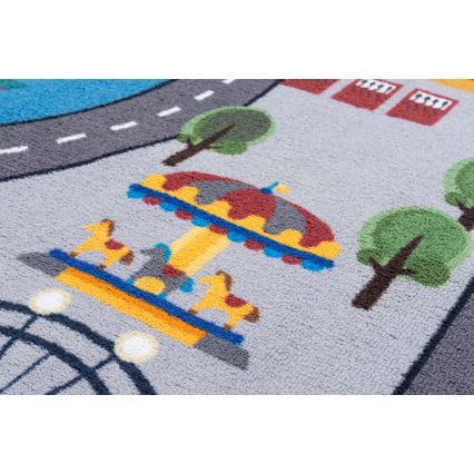 Lasten liukuestematto ARES STREETS 160 cm harmaa/kaupunki