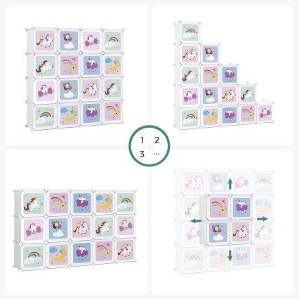 Lasten modulaarinen kaappi säilytyslaatikoilla ANET monivärinen