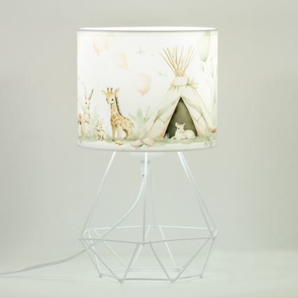 Lasten pöytälamppu KIDS ROOM 1xE27/60W/230V halkaisija 18 cm, eläinaiheinen