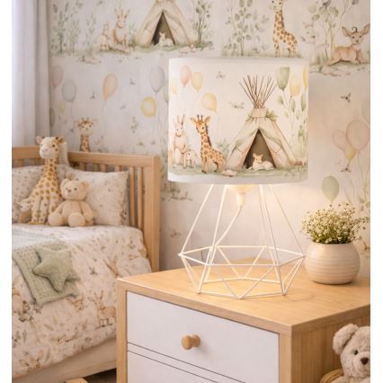Lasten pöytälamppu KIDS ROOM 1xE27/60W/230V halkaisija 18 cm, eläinaiheinen