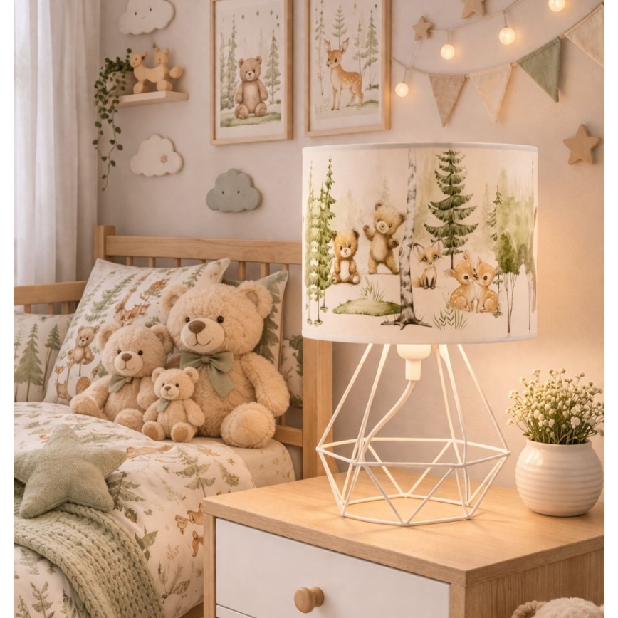 Lasten pöytälamppu KIDS ROOM 1xE27/60W/230V halkaisija 18 cm eläinaiheinen