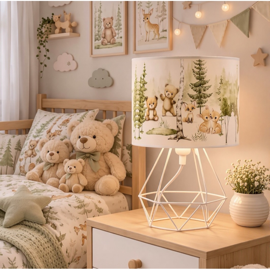Lasten pöytälamppu KIDS ROOM 1xE27/60W/230V halkaisija 18 cm eläinaiheinen