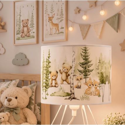 Lasten pöytälamppu KIDS ROOM 1xE27/60W/230V halkaisija 18 cm eläinaiheinen
