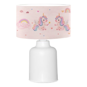 Lasten pöytävalaisin CANDY 1xE27/40W/230V vaaleanpunainen/valkoinen
