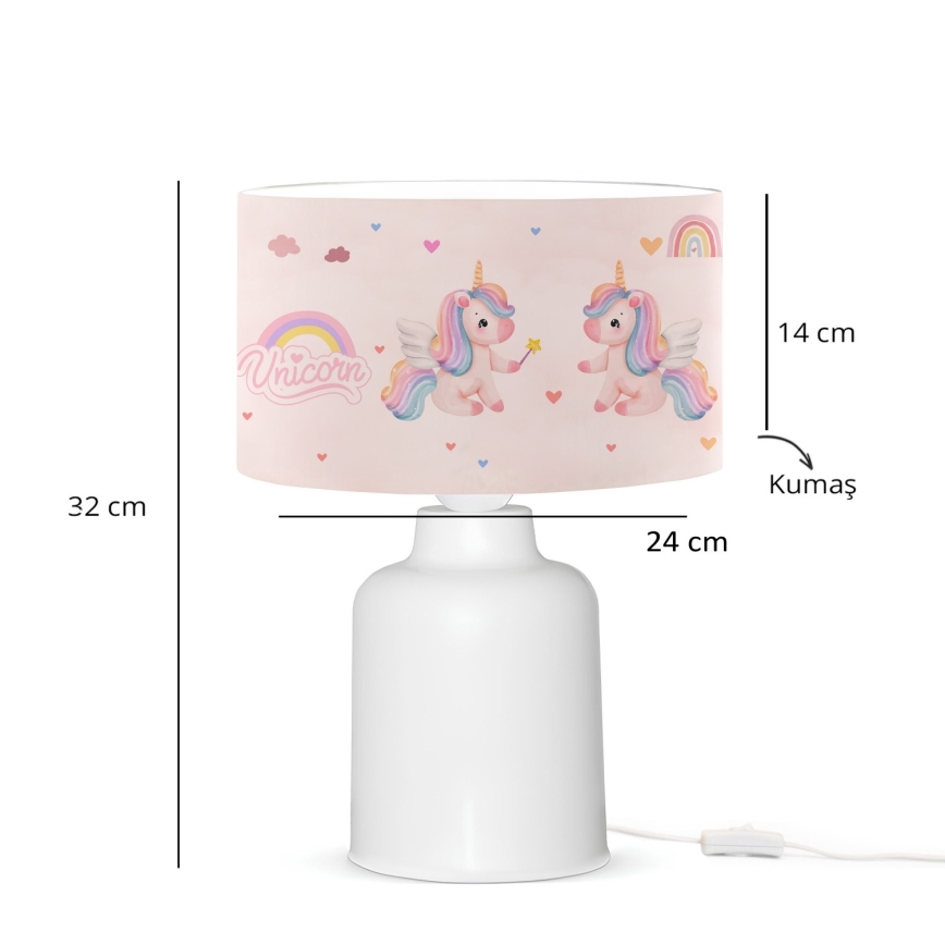 Lasten pöytävalaisin CANDY 1xE27/40W/230V vaaleanpunainen/valkoinen