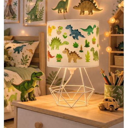 Lasten pöytävalaisin KIDS ROOM 1xE27/60W/230V halkaisija 18 cm dinosaurus