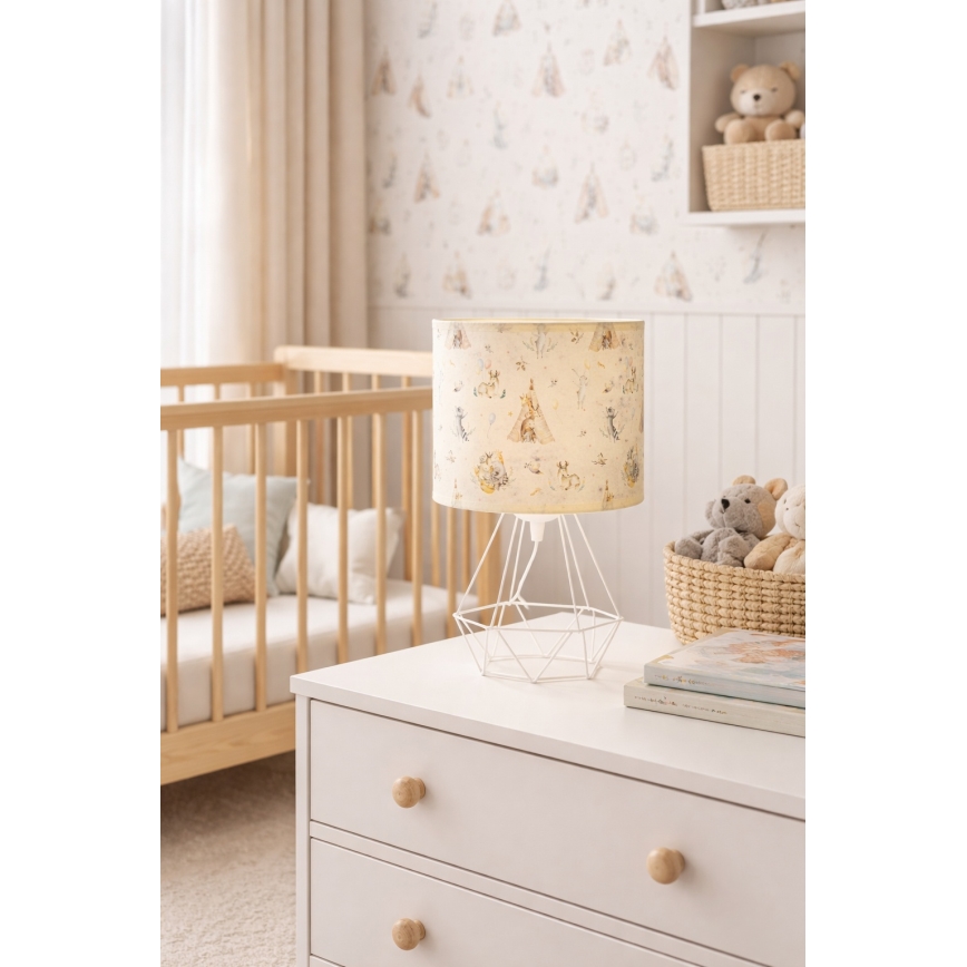 Lasten pöytävalaisin KIDS ROOM 1xE27/60W/230V, halkaisija 18 cm, eläinaiheinen