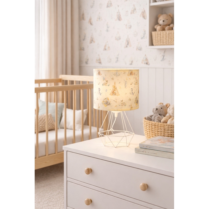 Lasten pöytävalaisin KIDS ROOM 1xE27/60W/230V, halkaisija 18 cm, eläinaiheinen