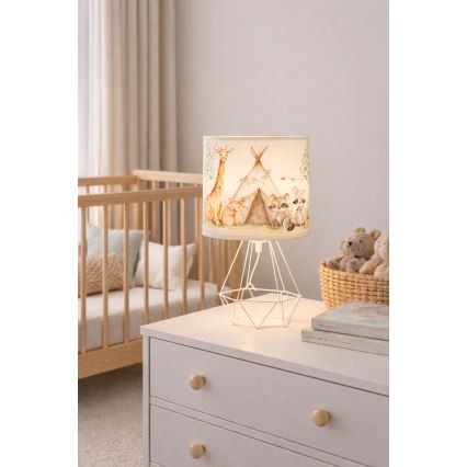 Lasten pöytävalaisin KIDS ROOM 1xE27/60W/230V, halkaisija 18 cm, eläinaiheinen