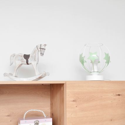 Lasten pöytävalaisin STARS 1xE27/15W/230V vihreä/valkoinen