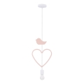 Lasten riippuvalaisin HEART, langallinen, 1xE27/20W/230V, vaaleanpunainen/valkoinen