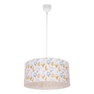 Lasten riippuvalaisin KIDS ROOM 1xE27/60W/230V, halkaisija 40 cm, ilmapallokuviolla
