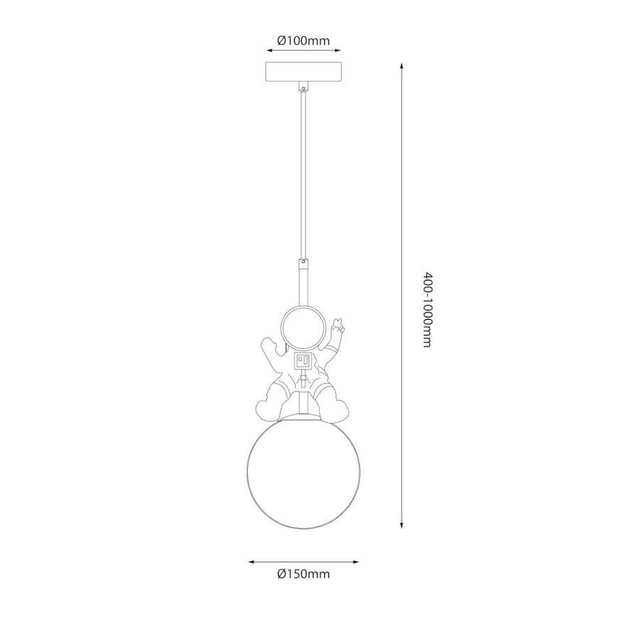 Lasten riipuskattokruunu johdossa ASTRONAUT 1xE27/60W/230V halkaisija 15 cm kulta/beige