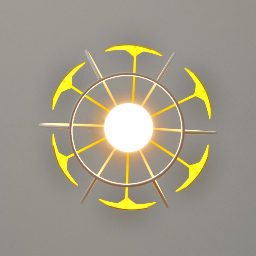 Lasten riipuskattokruunu johdossa STARS 1xE27/15W/230V keltainen/valkoinen