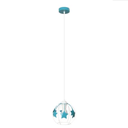 Lasten riipuskattokruunu johdossa STARS 1xE27/15W/230V turkoosi/valkoinen