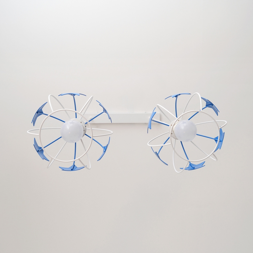 Lasten riipuskattokruunu johdossa STARS 2xE27/15W/230V sininen/valkoinen