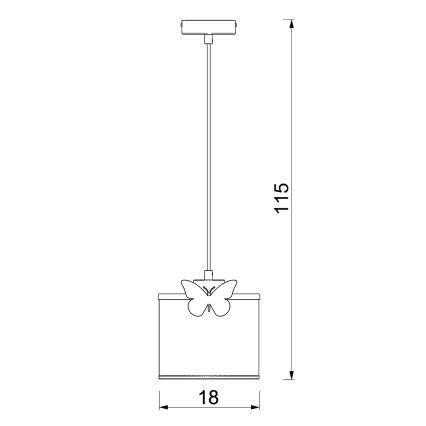 Lasten riipuskattokruunu johdossa SWEET 1xE27/15W/230V valkoinen/vaaleanpunainen/perhonen