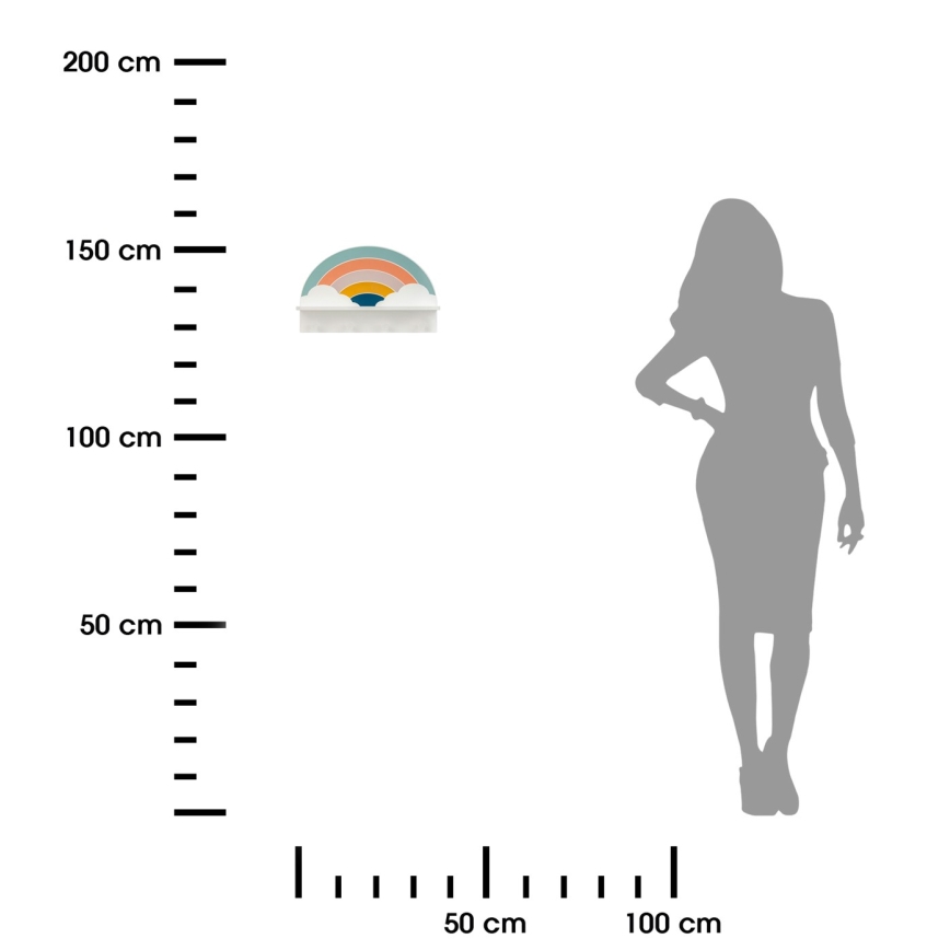 Lasten seinähylly ripustimilla sateenkaari/värikäs