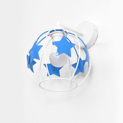 Lasten seinävalaisin STARS 1xE27/15W/230V sininen/valkoinen