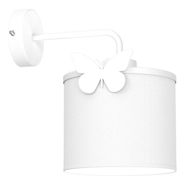 Lasten seinävalaisin SWEET 1xE27/15W/230V valkoinen/perhonen